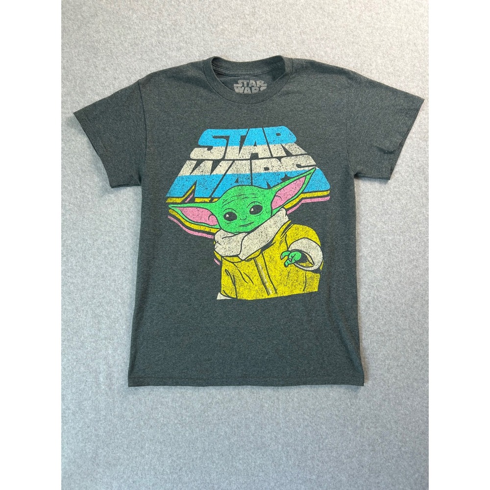 Star Wars Grogu Baby Yoda Kids T-Shirt Gray Heather Graphic Tee Small S Geeknet